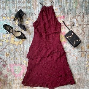 Adrianna Papell Floral Burnt Velvet Tiered Dress